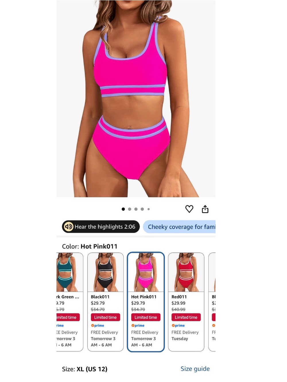 Bright Pink Bikini with Lavender Trim